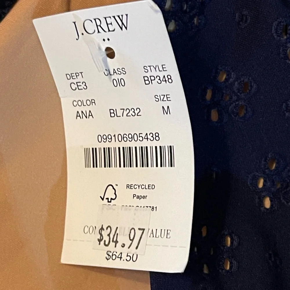 NWT J Crew Eyelet scoop bikini top BP348 - Size M - Picture 11 of 11